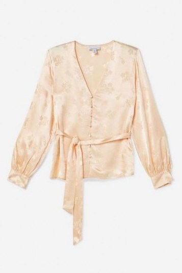 TOPSHOP Floral Jacquard Top in Cream / vintage style blouse - flipped