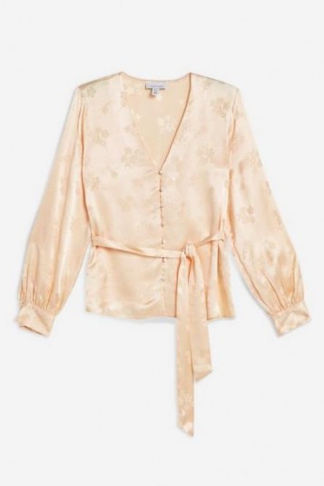 TOPSHOP Floral Jacquard Top in Cream / vintage style blouse