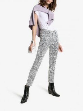 FRAME Le High High Animal Print Straight Jeans in Black and White / monochrome denim - flipped