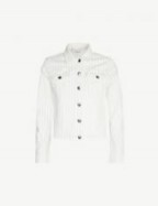 FRAME Le Vintage Bardot striped denim jacket in courtyard ~ casual white jackets