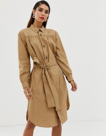 French Connection belted shirt dress in wet sand - flipped