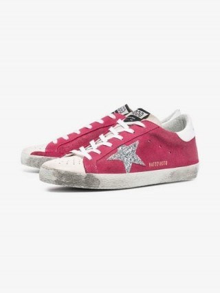 Golden Goose Deluxe Brand Superstar Glitter Star Suede Sneakers ~ luxe trainers - flipped