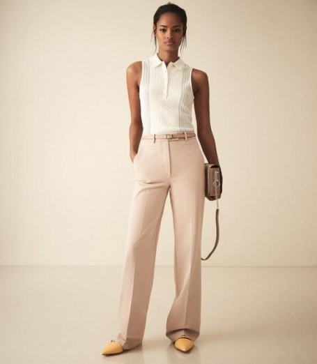 Reiss GRACE WIDE LEG TROUSERS LATTE | casual and chic neutral trouser