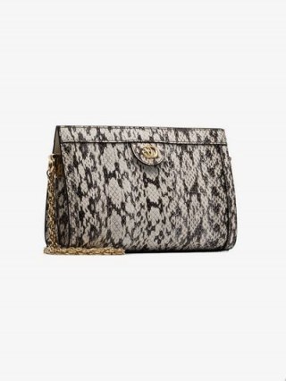 Gucci Cream Ophidia Snake Skin Print Leather Shoulder Bag ~ chic chain strap bags - flipped