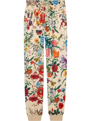 GUCCI Jogging pant with Flora print in Ivory – beautiful flower prints