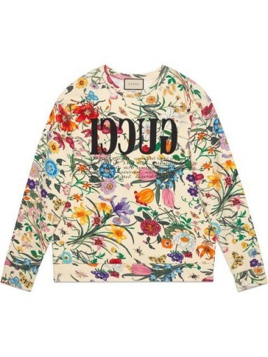 GUCCI Oversize sweatshirt with Gucci print – flower printed sweat top - flipped