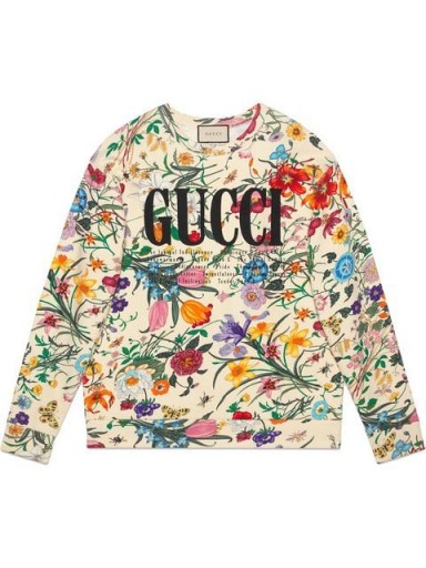 GUCCI Oversize sweatshirt with Gucci print – flower printed sweat top
