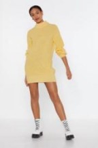 nasty gal Holy Knit Turtleneck Sweater Dress in lemon ~ yellow knitted dresses