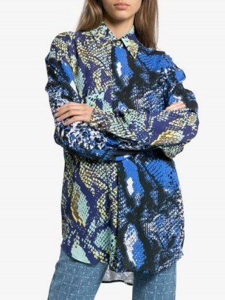 House Of Holland Snake Print Panelled Shirt in Blue | striking reptile prints - flipped