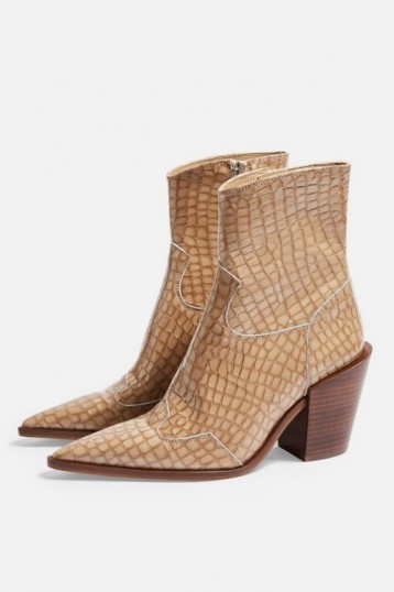 TOPSHOP HOWDIE Western Boots in Natural – point toe cowboy boots