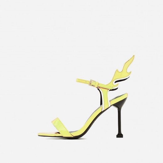EGO Iggy Flame Detail Heel In Yellow Patent - flipped