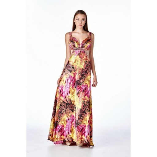 Calibre Apparel IGNITE WOMEN’S PRINTED SATINE APPLIQUE GOWN – just love this so much! - flipped