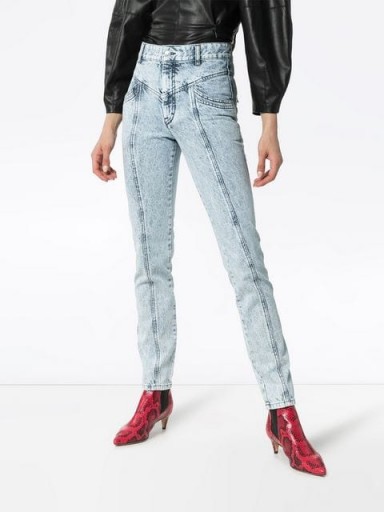 ISABEL MARANT Lorricka acid wash seam detail skinny jeans | detail seam design