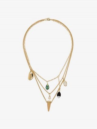 Isabel Marant Multicoloured Multi Charm Buffalo Horn Necklace ~ layered style necklaces - flipped