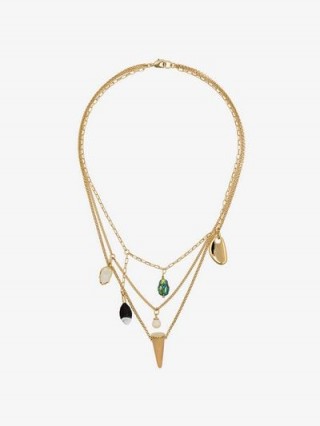 Isabel Marant Multicoloured Multi Charm Buffalo Horn Necklace ~ layered style necklaces