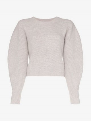 Isabel Marant Swinton Puff Sleeve Grey Cashmere Sweater ~ feminine knitwear
