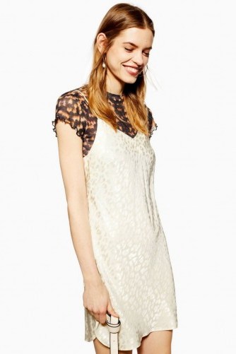 Topshop Jacquard Mini Slip Dress in ivory | cami strap dresses - flipped