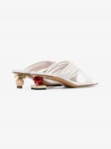 Jacquemus White Castana 35 Crossover Stack Heel Leather Sandals – mismatched heels