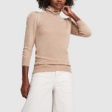 G. Label JENNIFER PUFF-SLEEVE SWEATER in Fawn| light brown turtleneck | neutral knitwear