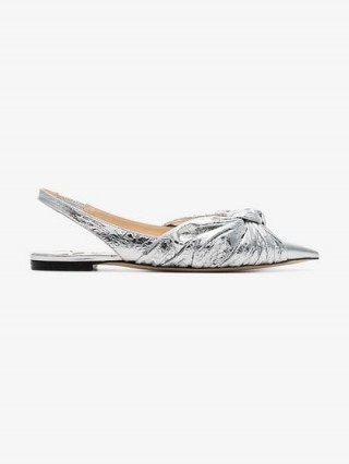 Jimmy Choo Annabell Slingback Mules in Metallic-Silver ~ luxe flats