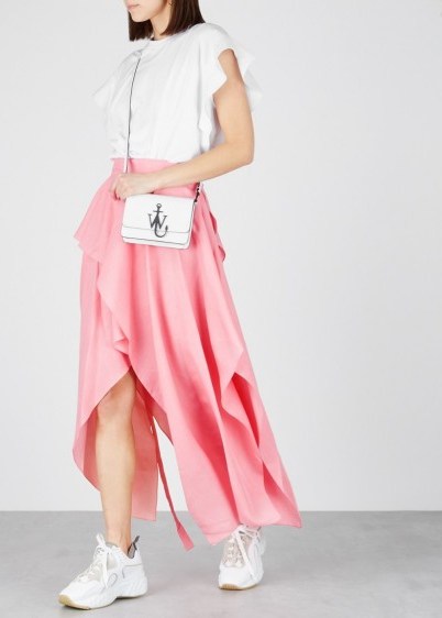 JW ANDERSON Pink brushed twill wrap skirt ~ layered asymmetric skirts - flipped