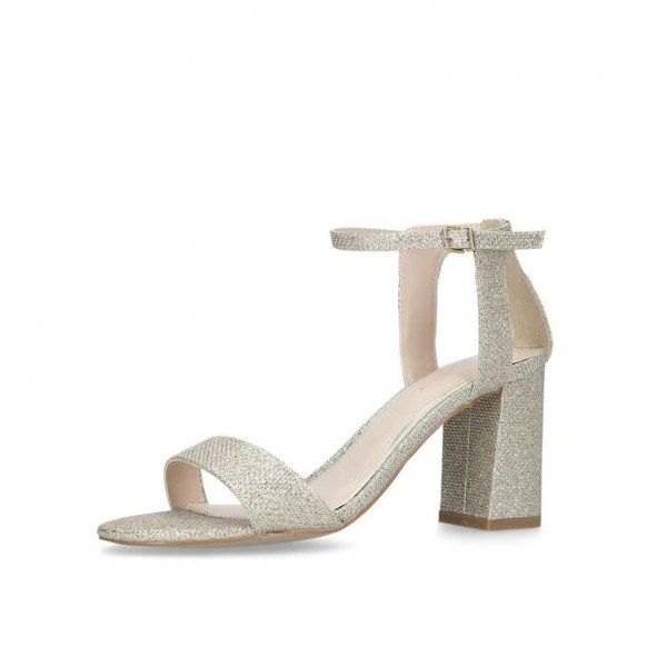CARVELA KIKI Metallic Gold Block Heel Sandals – luxe party shoes - flipped