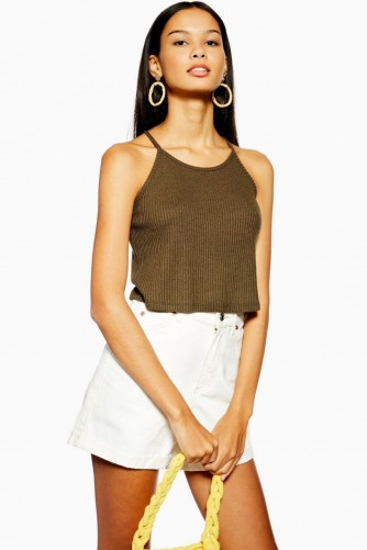 Topshop Knitted Halter Neck Top in Khaki | essential summer style