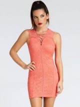 GUESS LACE CORSET DETAIL DRESS in Pink