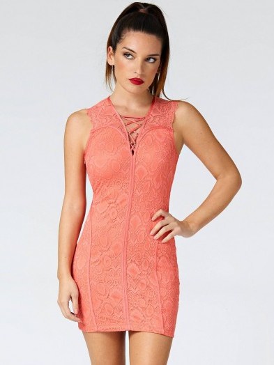 GUESS LACE CORSET DETAIL DRESS in Pink - flipped
