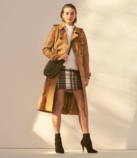 KAREN MILLEN Leather Trench Coat in Tan ~ every day luxe - flipped
