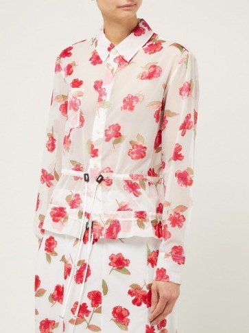 ALTUZARRA Lia floral-print crepe drawstring shirt ~ burnout shirts - flipped