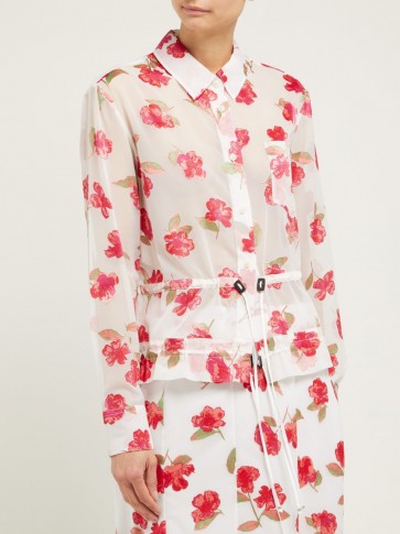 ALTUZARRA Lia floral-print crepe drawstring shirt ~ burnout shirts
