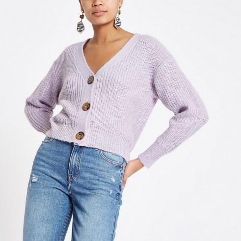 RIVER ISLAND Lilac horn button knit cardigan ~ cropped cardigans