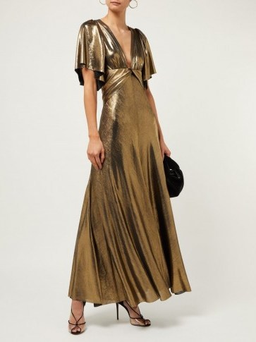 MARIA LUCIA HOHAN Lilah metallic jersey panelled maxi dress in gold - flipped