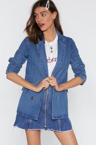Nasty Gal Live Beyond Your Jeans Denim Blazer in Blue | casual jackets - flipped