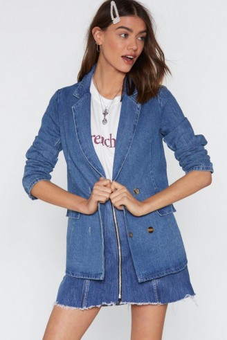 Nasty Gal Live Beyond Your Jeans Denim Blazer in Blue | casual jackets