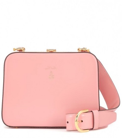 MARK CROSS Juliana Frame leather shoulder bag in rose-quartz ~ luxury pink bags - flipped