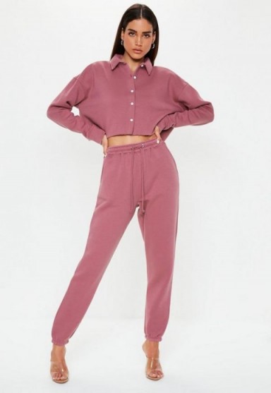 MISSGUIDED mauve oversized 90s joggers – sporty pants