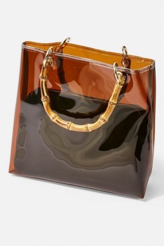 TOPSHOP Mercy TPU Bamboo Tote Bag in Brown – transparent handbag - flipped