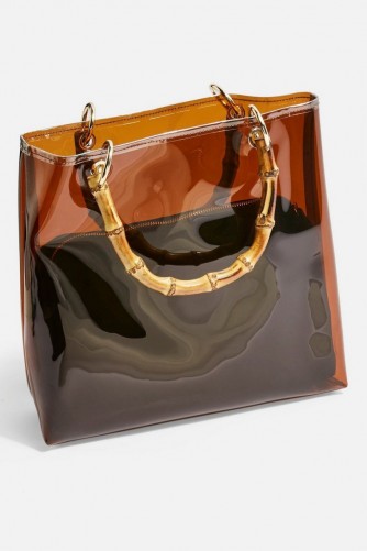 TOPSHOP Mercy TPU Bamboo Tote Bag in Brown – transparent handbag