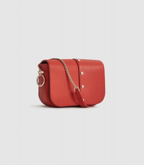Reiss MINI JESSIE LEATHER TASSEL CROSS BODY BAG RED | small and stylish crossbody
