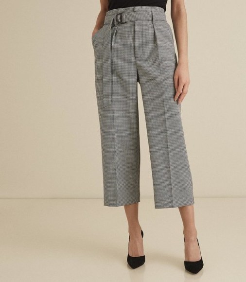 REISS MOLLIE BELTED CULOTTES MONOCHROME ~ chic crop leg pants - flipped