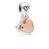 PANDORA MOTHER AND DAUGHTER LOVE PENDANT CHARM Rose With Sterling Silver, Enamel | heart charms
