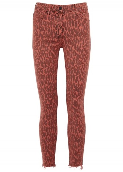 MOTHER Looker red leopard-print jeans ~ printed denim skinnies - flipped