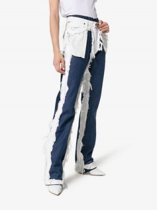 Natasha Zinko Wrangler Distressed Layered Jeans in White and Blue ~ modern denim