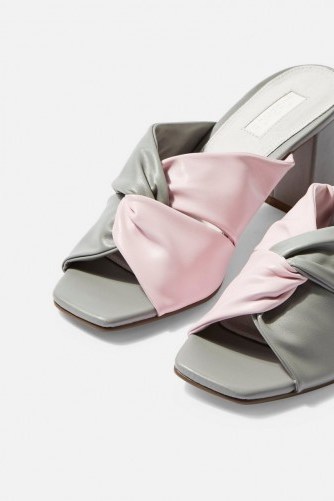 TOPSHOP NEPAL Twist Mules in Grey and Pink - flipped