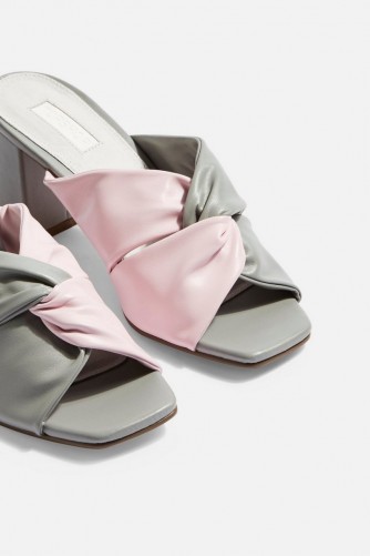TOPSHOP NEPAL Twist Mules in Grey and Pink