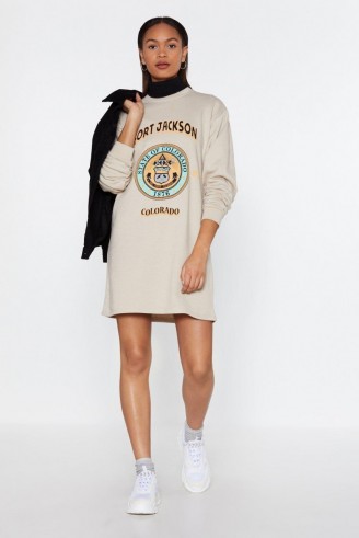 NASTY GAL Nil Sine Numine Colorado Sweatshirt Dress in Stone – casual sporty look