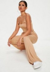 MISSGUIDED nude slouch cami wide leg jumpsuit ~ casual strappy jumpsuits