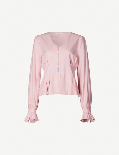 OLIVIA RUBIN Philippine multi-coloured-button cotton blouse in pink - flipped